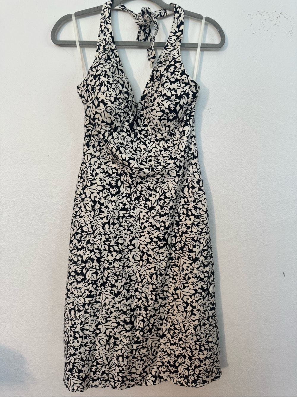 White House Black Market Black and White Floral Halter Midi Dress